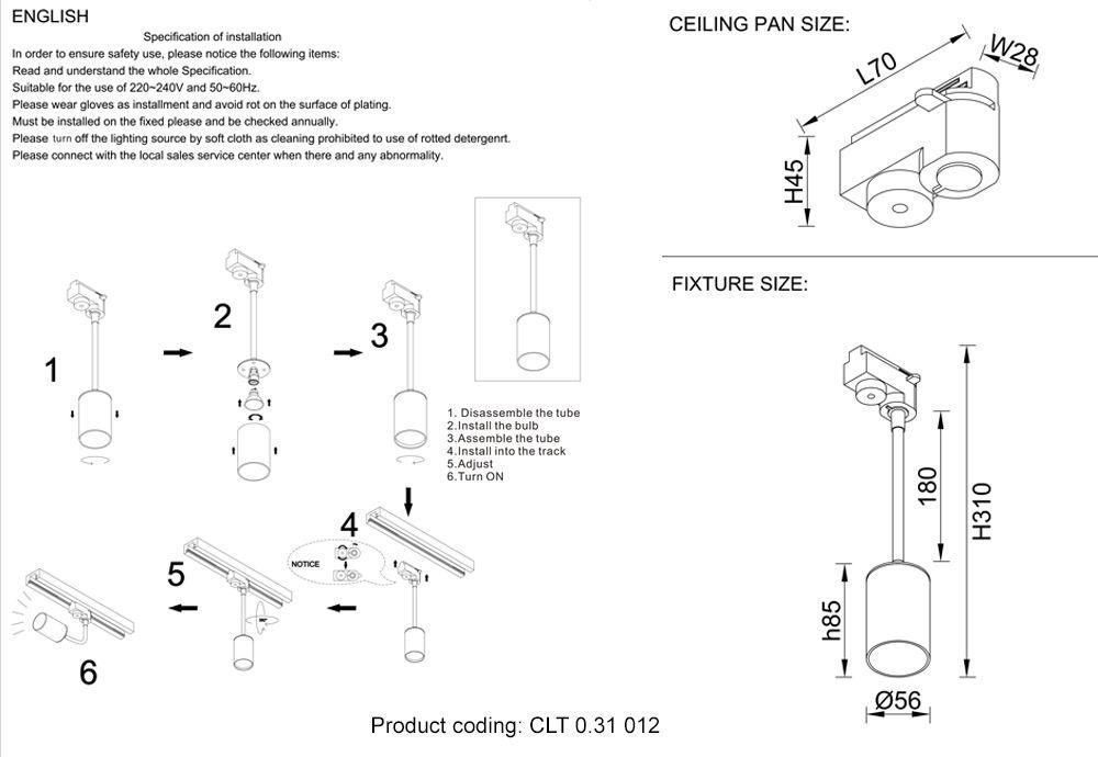 Трековый светильник Crystal Lux CLT 0.31 012 WH Трековый светильник Crystal Lux CLT 0.31 012 WH