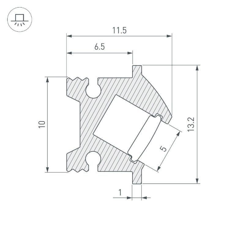 Профиль Arlight SL-BEVEL-H12-F13-2000 ANOD IRON GREY 045329