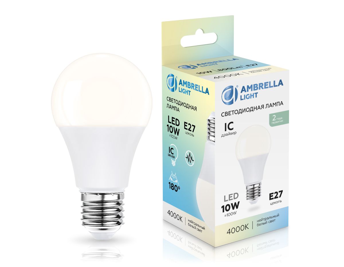Светодиодная лампа Ambrella Light Bulbing E27 10W 4000K 601004 Светодиодная лампа Ambrella Light Bulbing E27 10W 4000K 601004