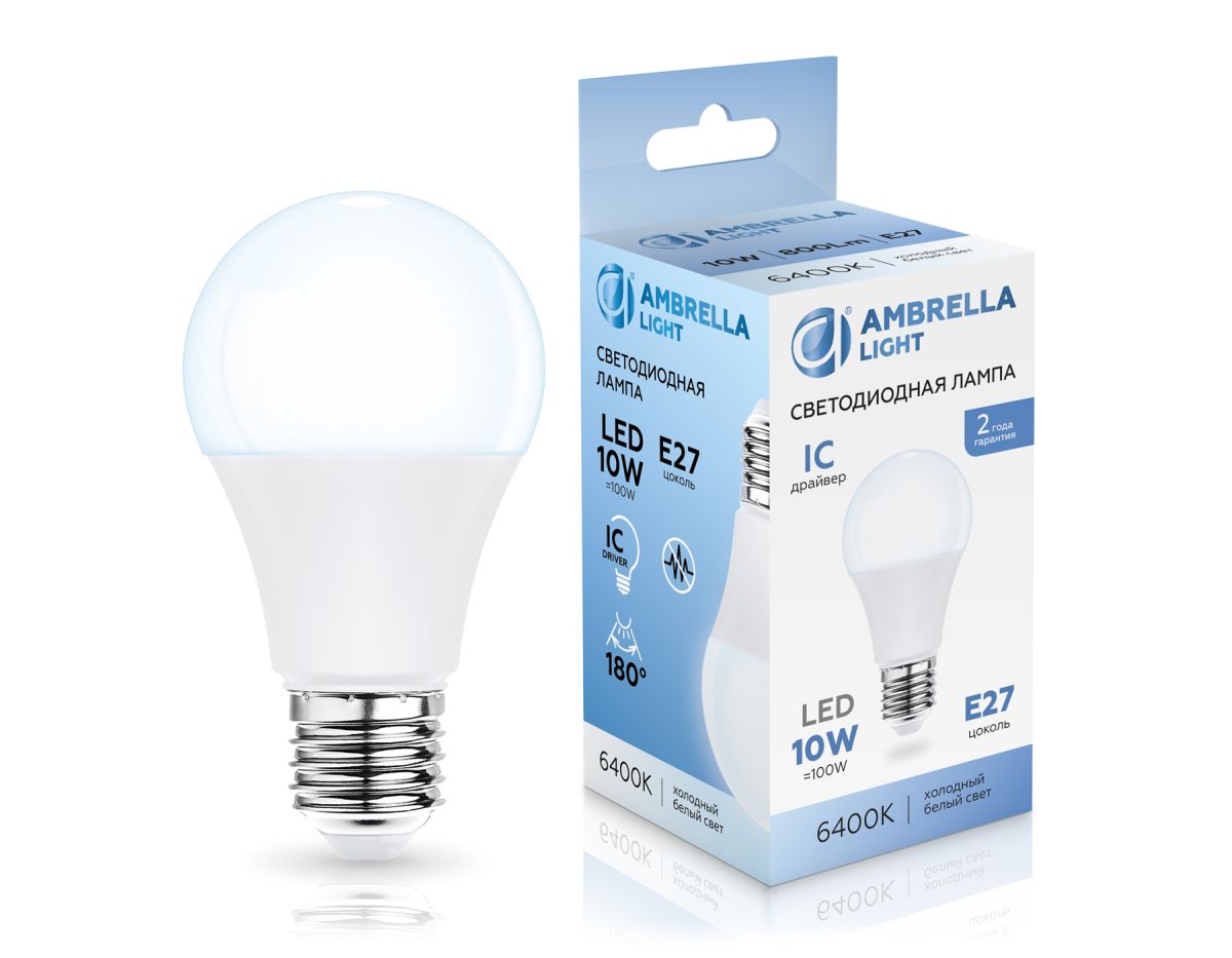 Светодиодная лампа Ambrella Light Bulbing E27 10W 6400K 601006 Светодиодная лампа Ambrella Light Bulbing E27 10W 6400K 601006