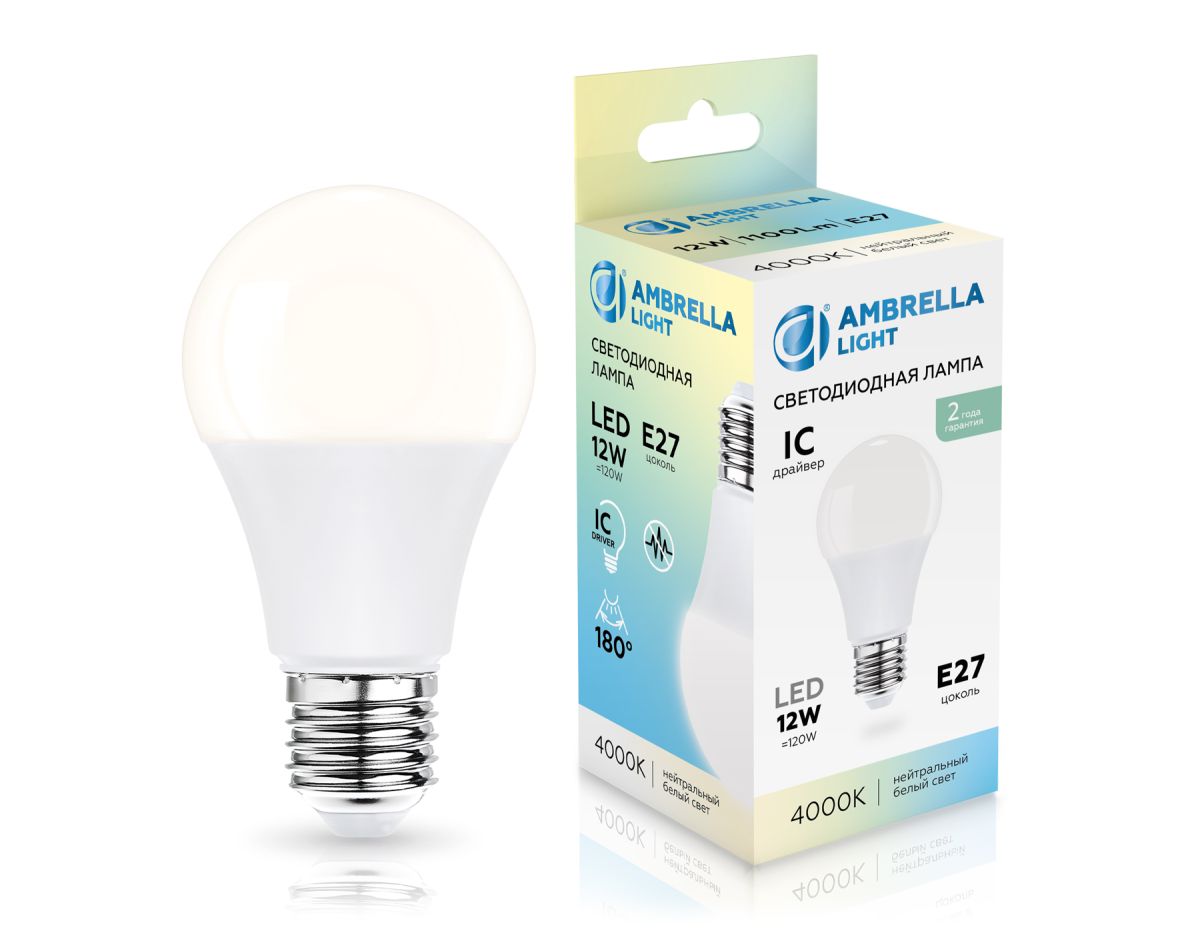 Светодиодная лампа Ambrella Light Bulbing E27 12W 4000K 601204 Светодиодная лампа Ambrella Light Bulbing E27 12W 4000K 601204
