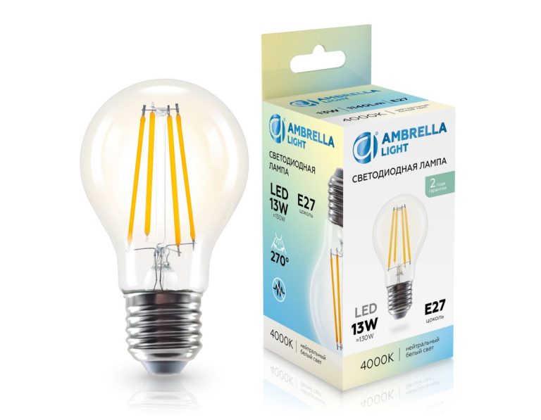 Филаментная светодиодная лампа Ambrella Light Bulbing E27 13W 4000K 601314