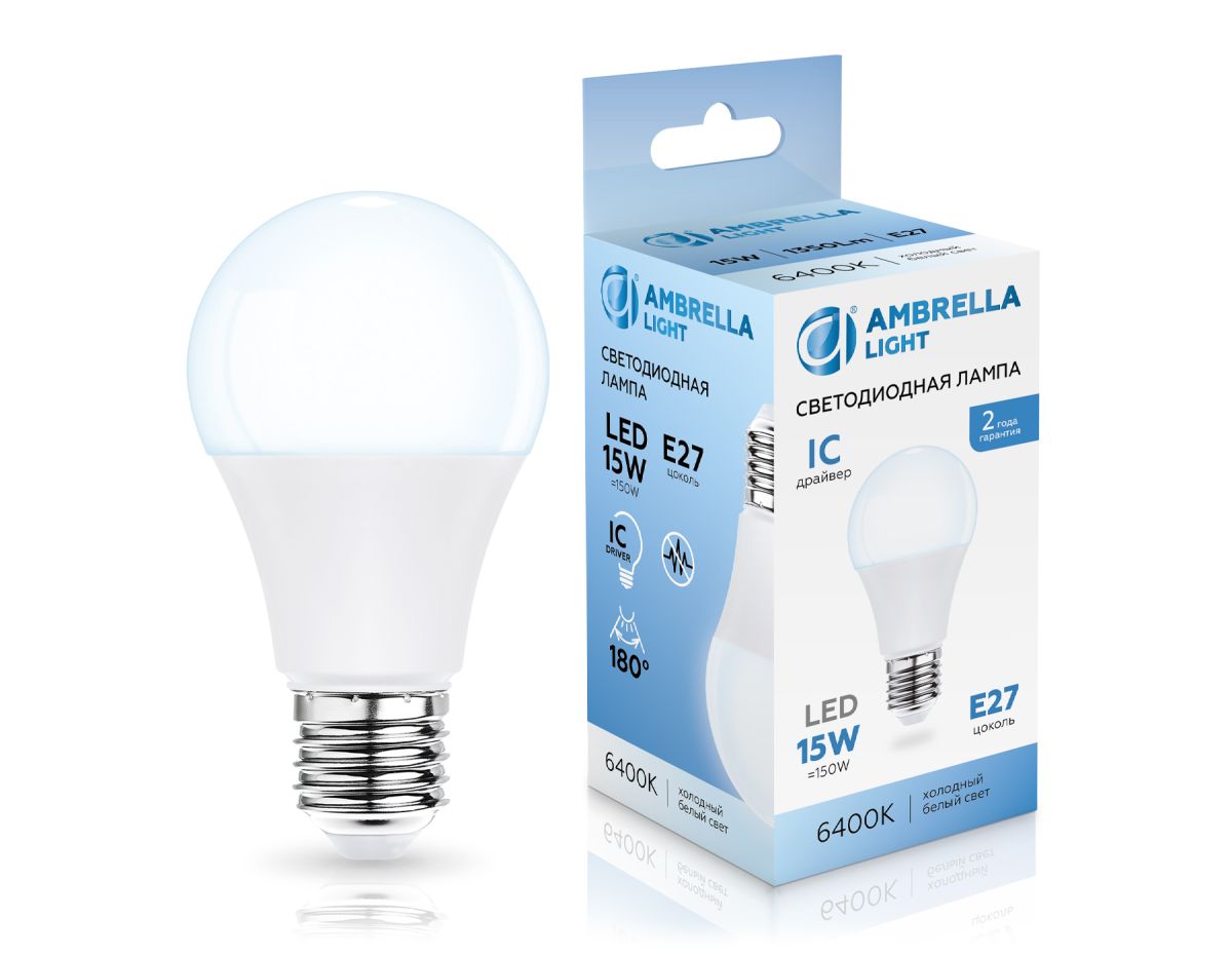 Светодиодная лампа Ambrella Light Bulbing E27 15W 6400K 601506 Светодиодная лампа Ambrella Light Bulbing E27 15W 6400K 601506