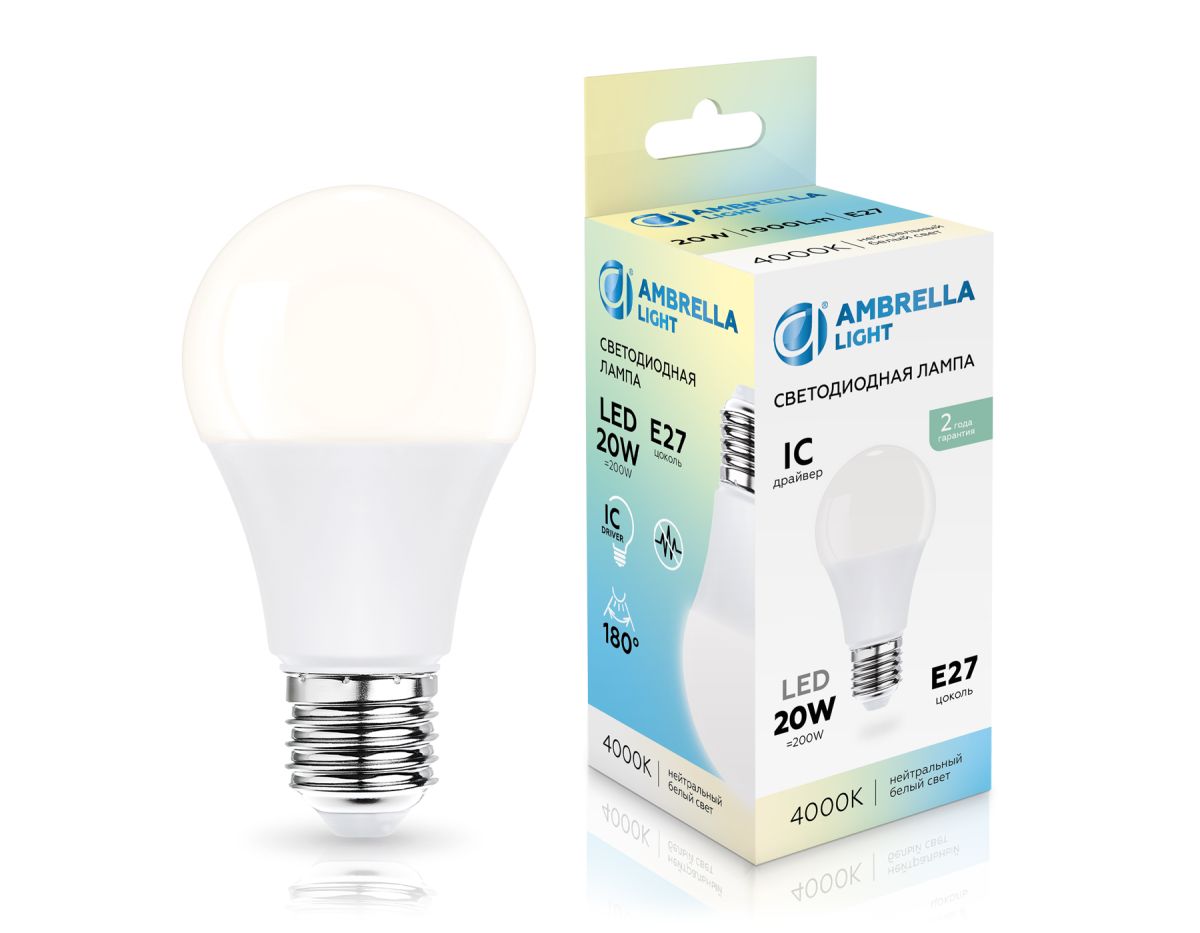Светодиодная лампа Ambrella Light Bulbing E27 20W 4000K 602004 Светодиодная лампа Ambrella Light Bulbing E27 20W 4000K 602004