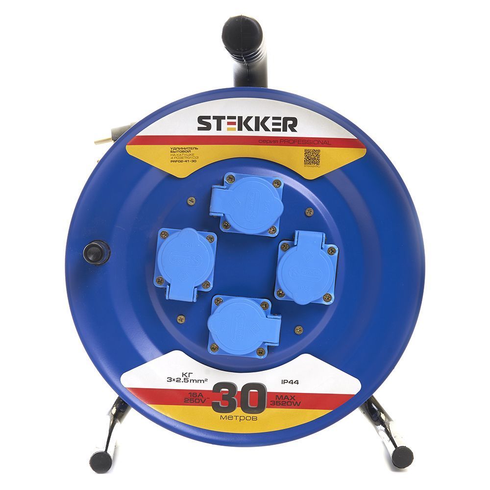 Удлинитель на металлической катушке 4-местный Stekker PRF02-41-30 30м 39296 Удлинитель на металлической катушке 4-местный Stekker PRF02-41-30 30м 39296