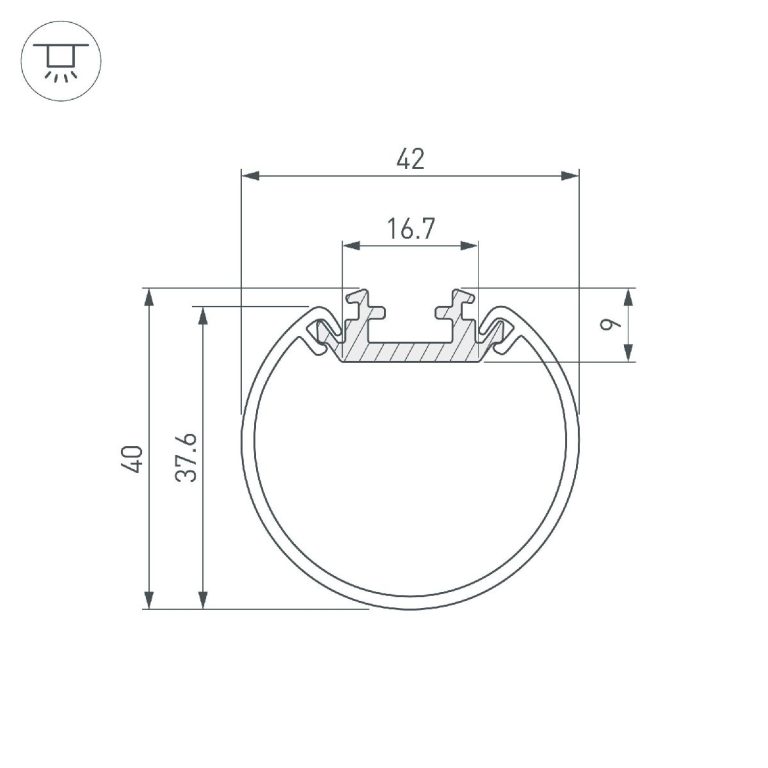 Алюминиевый профиль Arlight ROUND-D40-2000 ANOD 044517