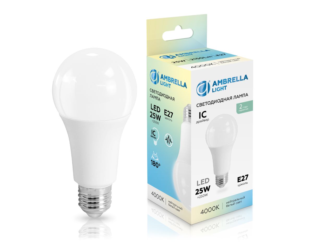 Светодиодная лампа Ambrella Light Bulbing E27 25W 4000K 652504 Светодиодная лампа Ambrella Light Bulbing E27 25W 4000K 652504