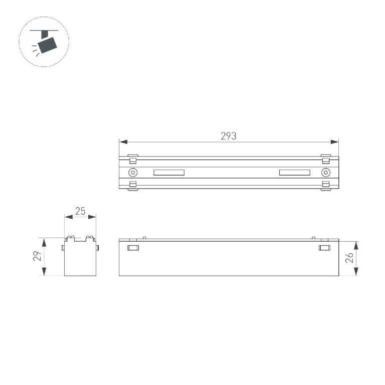 Трековый магнитный светильник Arlight MAG-VIBE-FLAT-L293-12W Day4000-MIX (WH, 100 deg, 48V, DALI) 045018