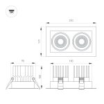Встраиваемый карданный светильник Arlight MS-VORTEX-BUILT-S210x117-2x20W Warm3000 (WH-WH, 40 deg, 230V) (IP20 Металл) 057763