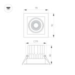 Встраиваемый светильник Arlight MS-VORTEX-BUILT-S90x90-12W Day4000 (WH-WH, 20 deg, 230V) 057913
