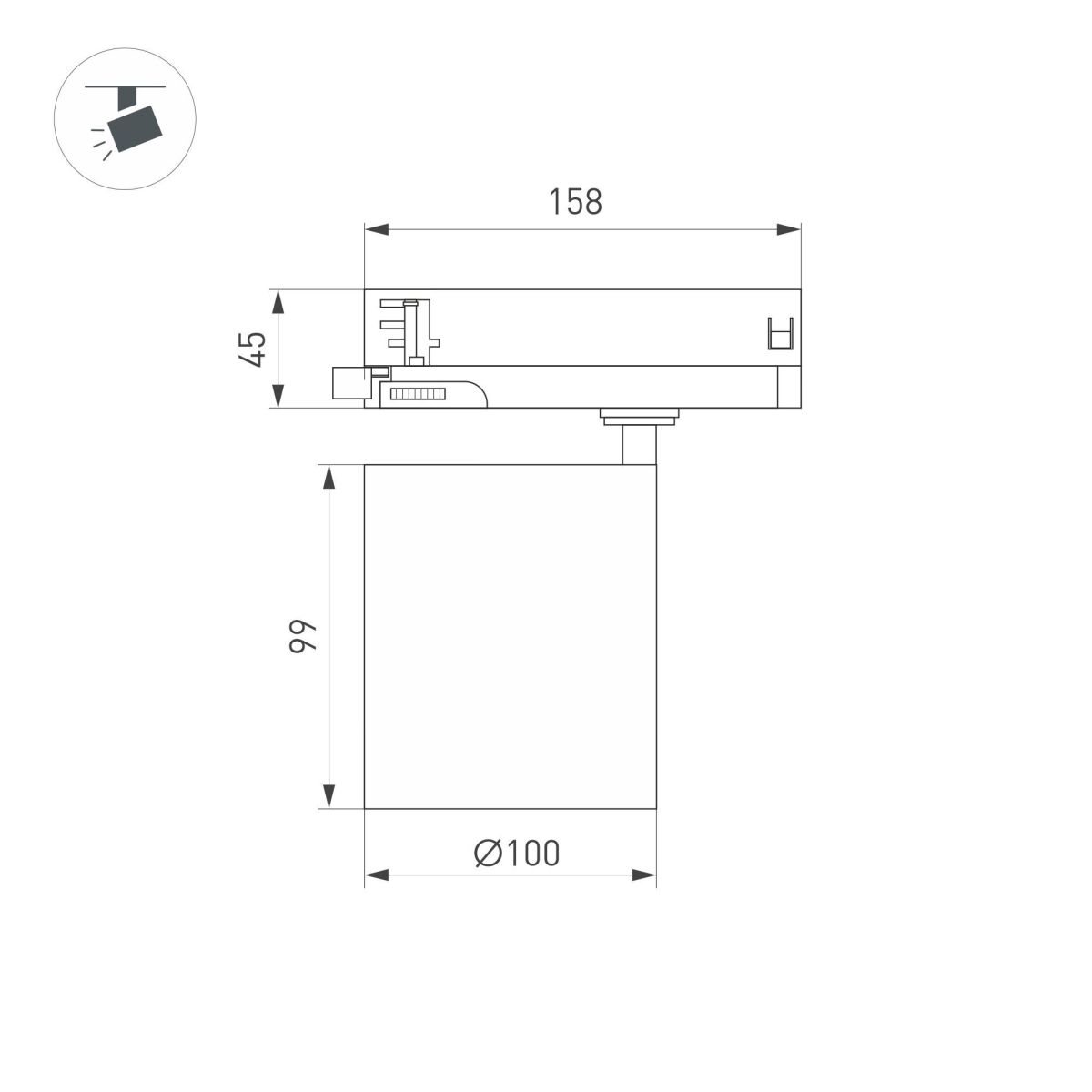 Трековый трехфазный светильник Arlight LGD-DYKE-4TR-R100-36W Day4000 (BK, 20 deg, 230V) 052137 Трековый трехфазный светильник Arlight LGD-DYKE-4TR-R100-36W Day4000 (BK, 20 deg, 230V) 052137