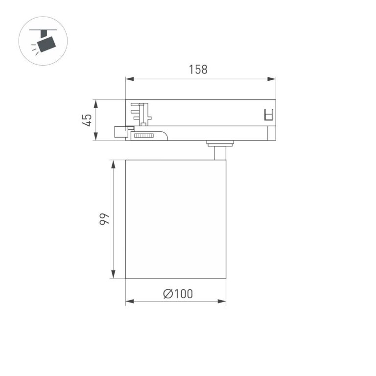 Трековый трехфазный светильник Arlight LGD-DYKE-4TR-R100-36W Day4000 (WH, 20 deg, 230V) 052148