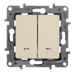 Выключатель двухклавишный Legrand Etika с подсветкой 10A 250V белый 672204