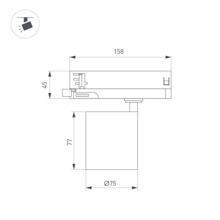 Трековый трехфазный светильник Arlight LGD-DYKE-4TR-R75-16W Warm3000 (WH, 50 deg, 230V) 052281