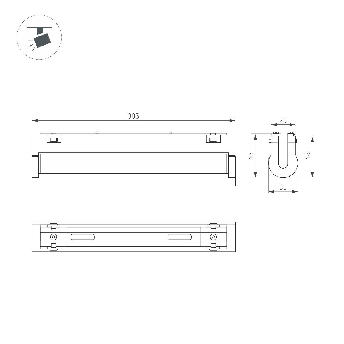 Трековый магнитный светильник Arlight MAG-VIBE-FLAT-TURN-L305-12W Day4000-MIX (BK, 110 deg, 48V, DALI) 044441 Трековый магнитный светильник Arlight MAG-VIBE-FLAT-TURN-L305-12W Day4000-MIX (BK, 110 deg, 48V, DALI) 044441
