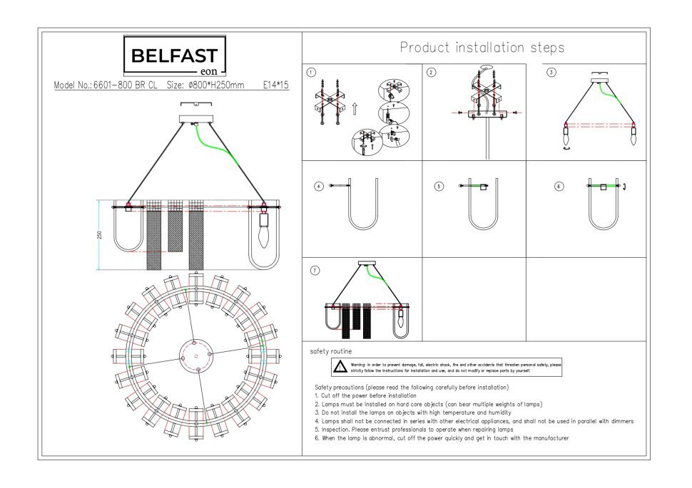 Подвесная люстра Belfast Severn 6601-800 BR CL Подвесная люстра Belfast Severn 6601-800 BR CL