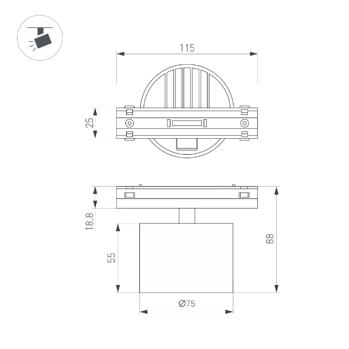 Трековый магнитный светильник Arlight MAG-VIBE-POINT-R75-10W Day4000-MIX (BK, 24 deg, 48V, TUYA) 044816 Трековый магнитный светильник Arlight MAG-VIBE-POINT-R75-10W Day4000-MIX (BK, 24 deg, 48V, TUYA) 044816