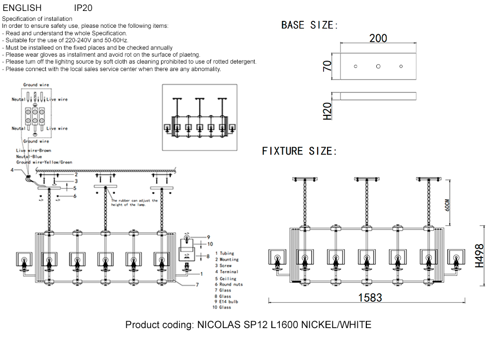 Подвесная люстра Crystal Lux NICOLAS SP12 L1600 NICKEL/WHITE Подвесная люстра Crystal Lux NICOLAS SP12 L1600 NICKEL/WHITE