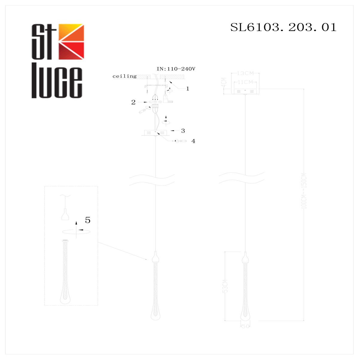 Подвесной светильник ST Luce Faenza SL6103.203.01 Подвесной светильник ST Luce Faenza SL6103.203.01