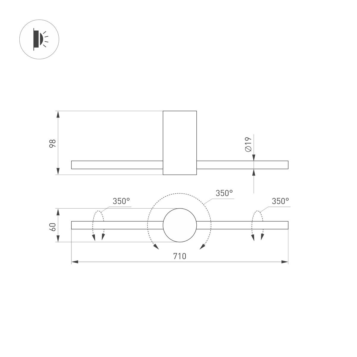 Настенный светильник Arlight SP-Picaso-M-Turn-L700-12W Warm3000 036501 Настенный светильник Arlight SP-Picaso-M-Turn-L700-12W Warm3000 036501