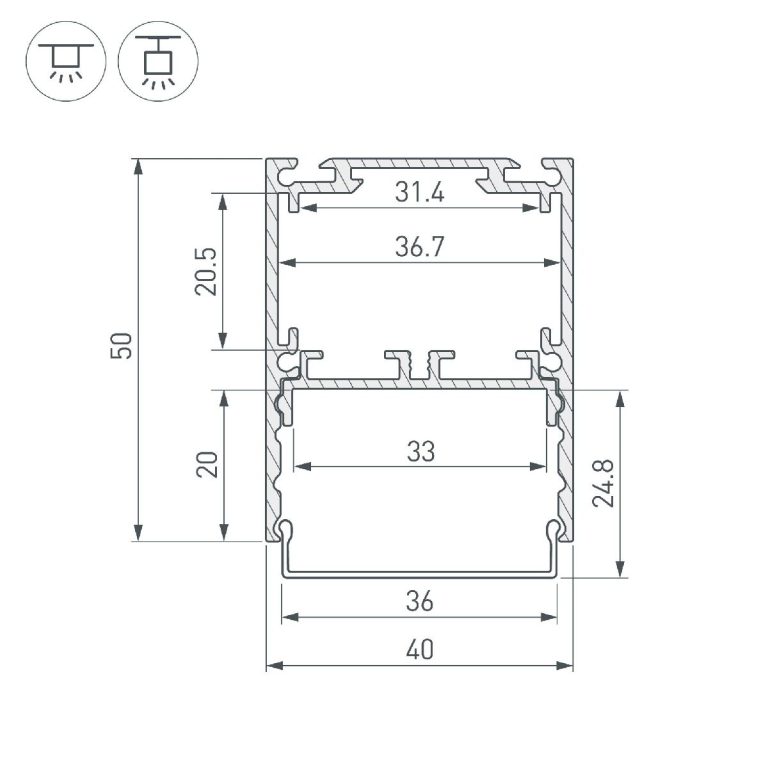 Алюминиевый профиль Arlight SL-LINE-4050-3L-2000 ANOD BLACK 044670
