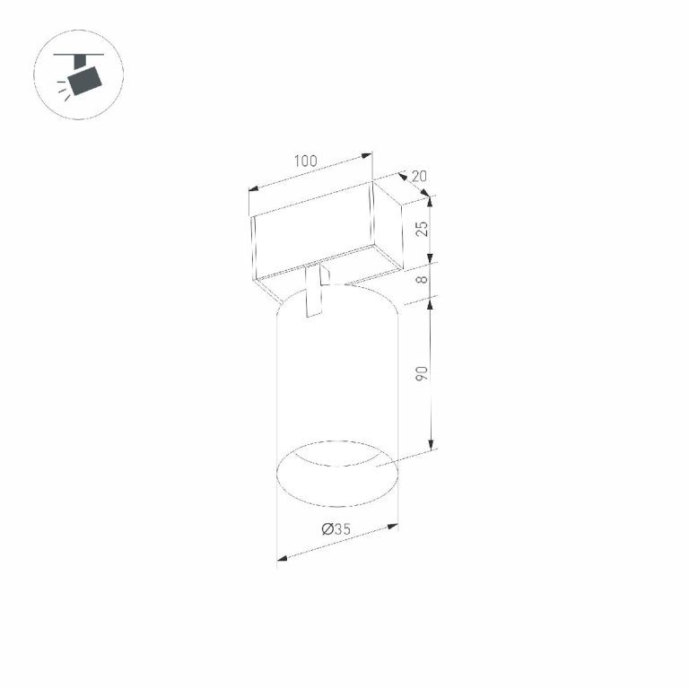 Трековый магнитный светильник Arlight MAG-SPOT-25-R90-9W Day4000 (BK, 30 deg, 24V, DALI) 046300