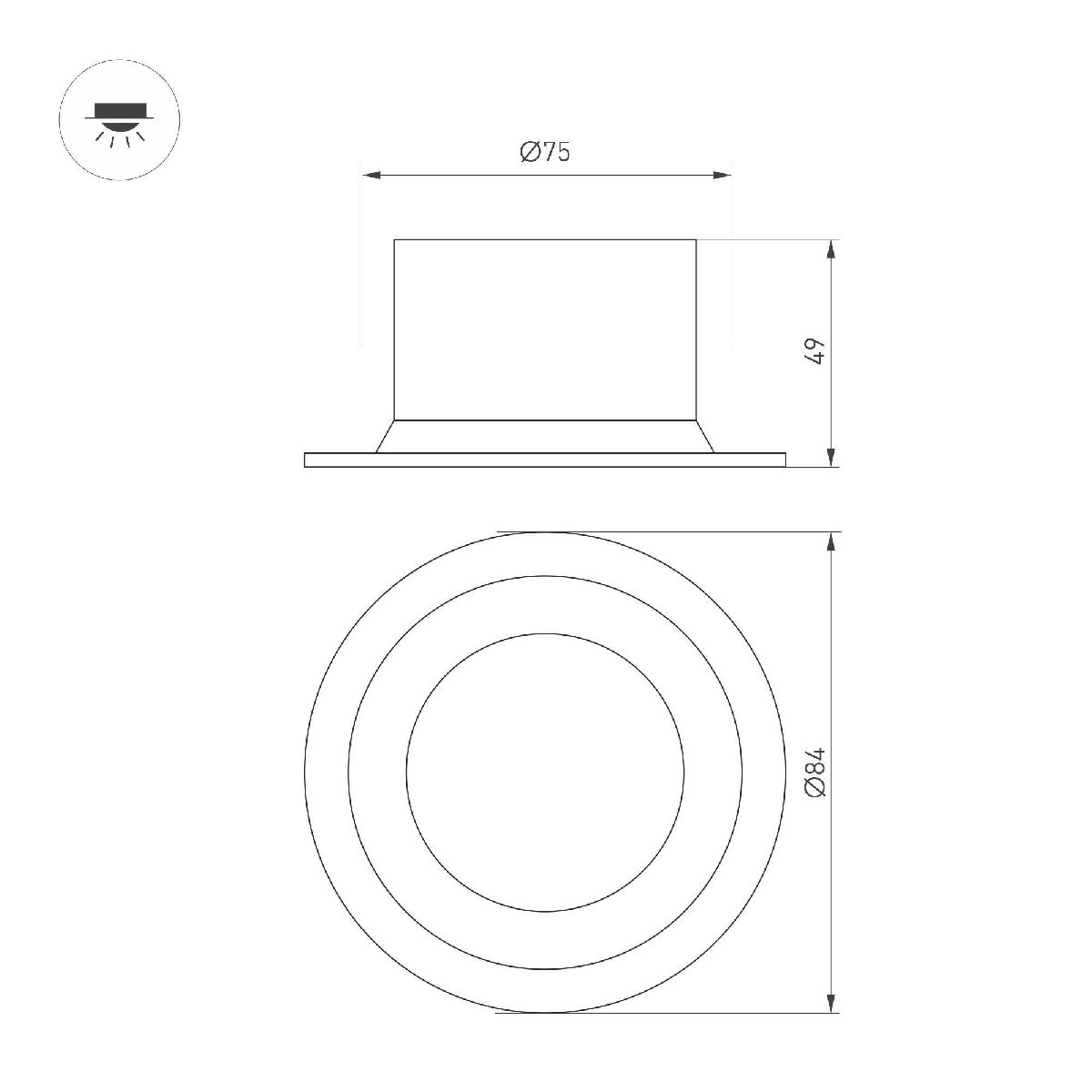 Встраиваемый светильник Arlight MS-DROP-BUILT-R84-8W Warm3000 (WH, 85 deg, 230V) 041461 Встраиваемый светильник Arlight MS-DROP-BUILT-R84-8W Warm3000 (WH, 85 deg, 230V) 041461