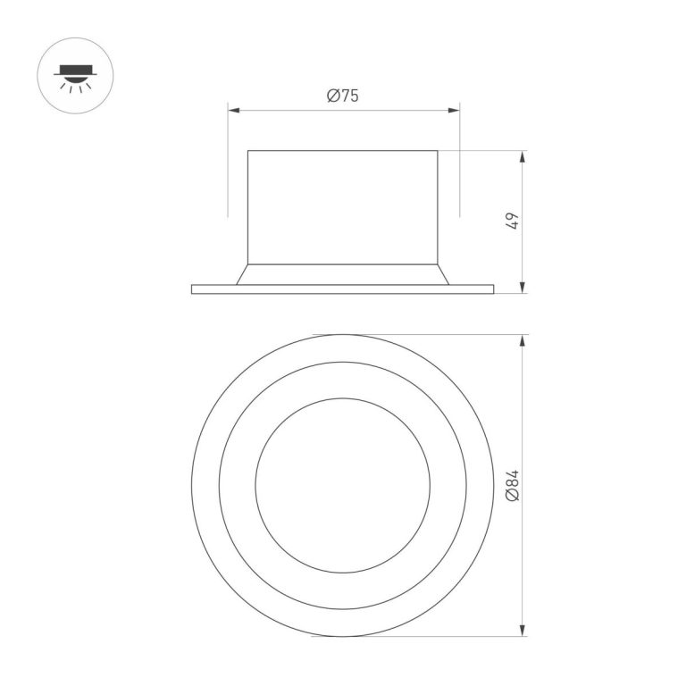 Встраиваемый светильник Arlight MS-DROP-BUILT-R84-8W Warm2700 054694