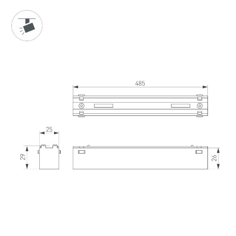 Трековый магнитный светильник Arlight MAG-VIBE-FLAT-L485-24W Day4000 (WH, 100 deg, 48V) 044440