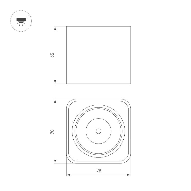 Накладной светильник Arlight SP-DICE-S78x78-10W Day4000 (BK, 24 deg, 230V) 046631