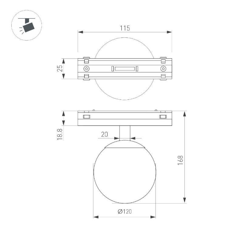 Трековый магнитный светильник Arlight MAG-VIBE-SFERO-R120-6W Day4000 (WH, 235 deg, 48V) 044459
