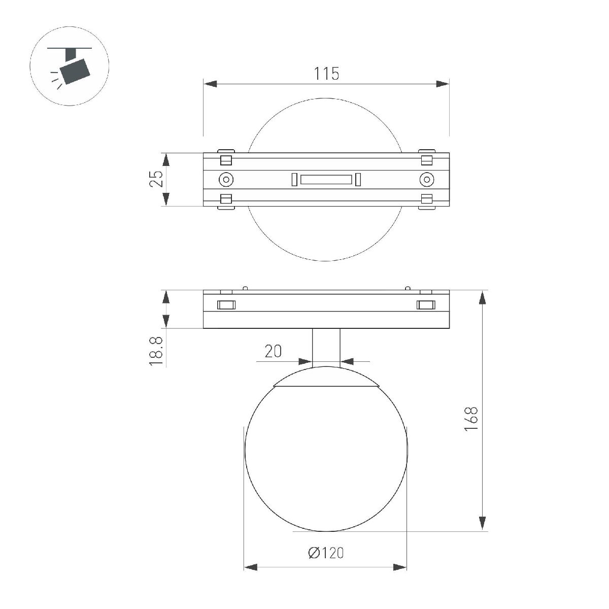 Трековый магнитный светильник Arlight MAG-VIBE-SFERO-R120-6W Day4000 (WH, 235 deg, 48V) 044459 Трековый магнитный светильник Arlight MAG-VIBE-SFERO-R120-6W Day4000 (WH, 235 deg, 48V) 044459
