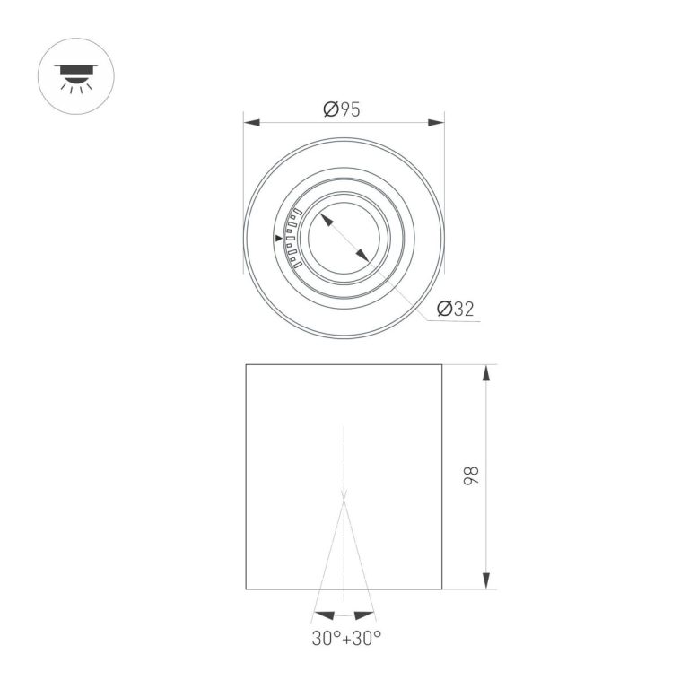 Накладной светильник Arlight SP-ACENTO-R95-10W Day4000 (BK, 20-45 deg, 230V) 055737