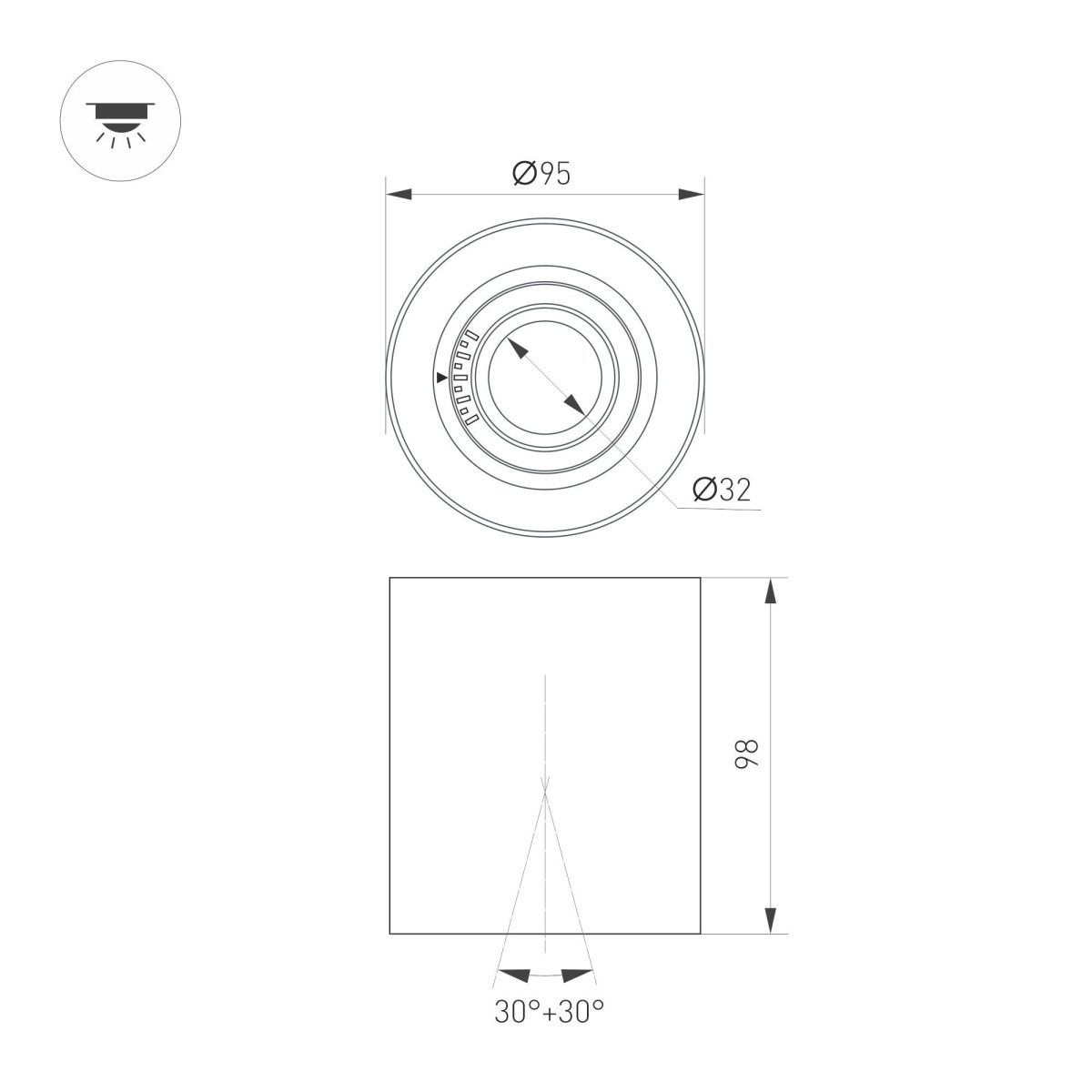 Накладной светильник Arlight SP-ACENTO-R95-10W Day4000 (BK, 20-45 deg, 230V) 055737 Накладной светильник Arlight SP-ACENTO-R95-10W Day4000 (BK, 20-45 deg, 230V) 055737