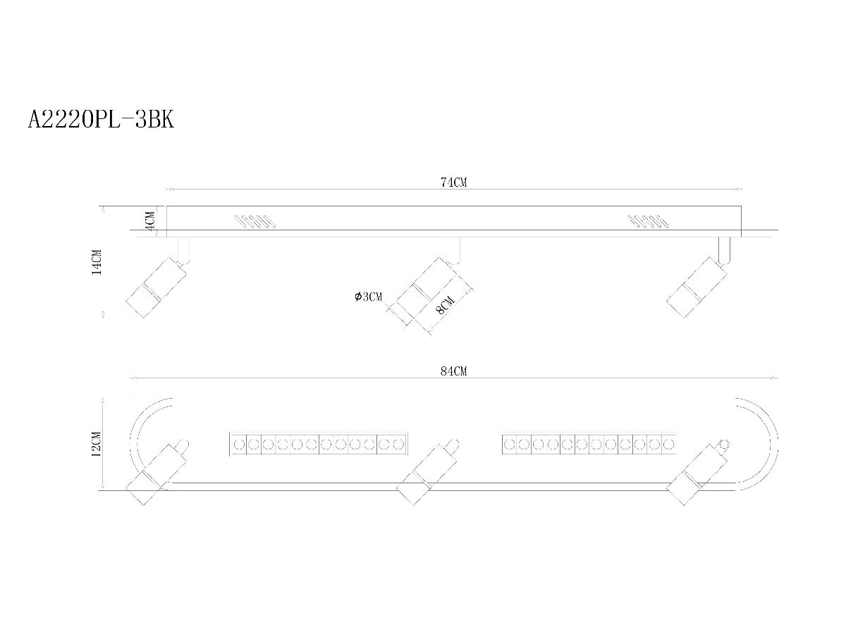 Спот Arte Lamp Pisces A2220PL-3BK Спот Arte Lamp Pisces A2220PL-3BK