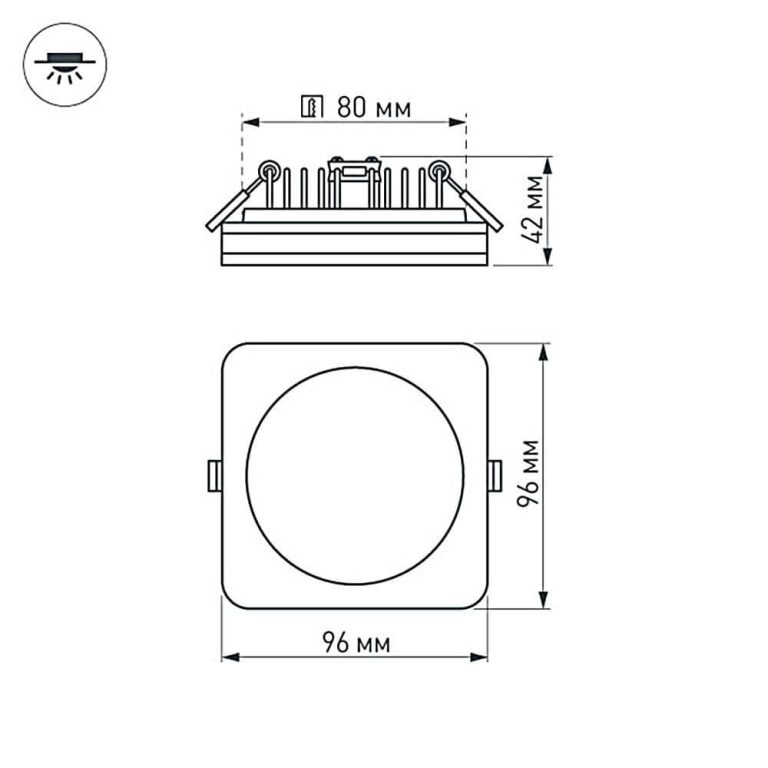 Влагозащищенный светильник Arlight LTD-96x96SOL-BK-10W Day White 022008