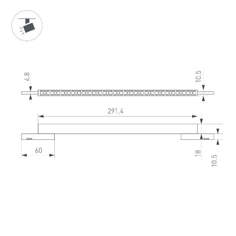 Трековый магнитный светильник Arlight MAG-MICROCOSM-LASER-L300-15W Warm3000 (BK, 30 deg, 24V) 043275