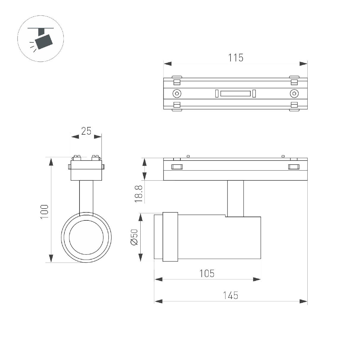 Трековый магнитный светильник Arlight MAG-VIBE-SPOT-ZOOM-R47-10W Day4000 (BK, 20-55 deg, 48V) 044482 Трековый магнитный светильник Arlight MAG-VIBE-SPOT-ZOOM-R47-10W Day4000 (BK, 20-55 deg, 48V) 044482