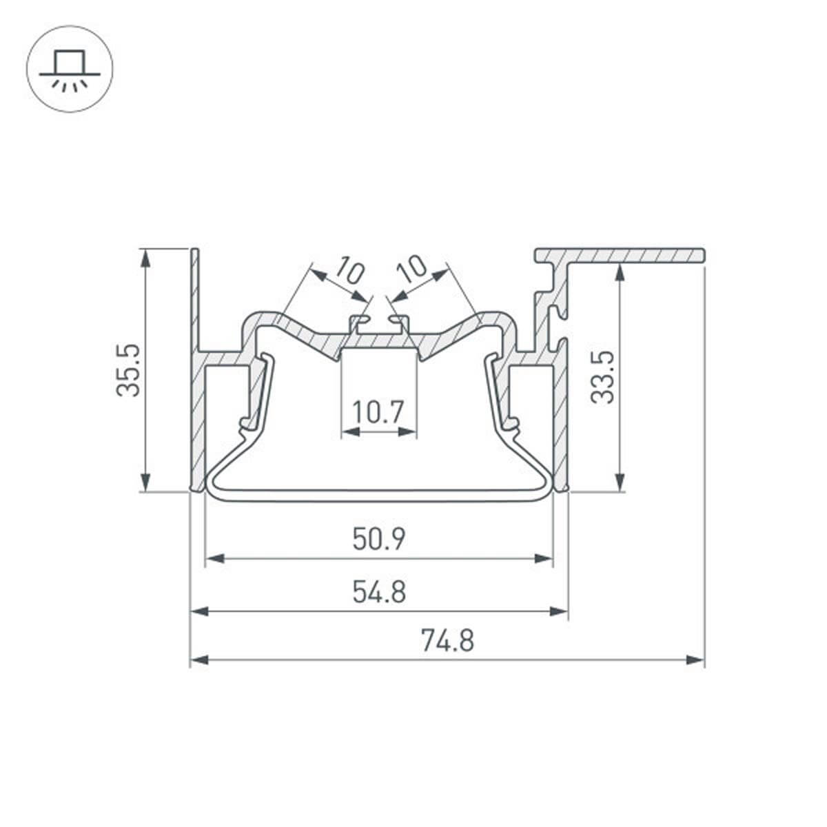 Алюминиевый профиль Arlight Foled-50-Ceil-Side-2000 035770 Алюминиевый профиль Arlight Foled-50-Ceil-Side-2000 035770