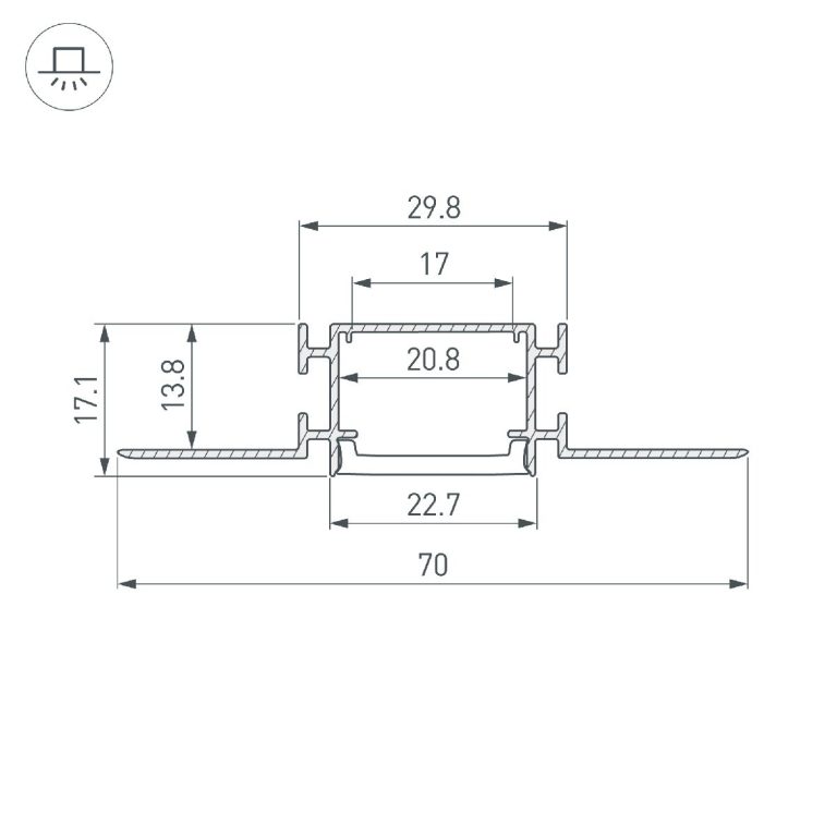Профиль Arlight FANTOM-BENT-W23-TOP-2000 ANOD 040347