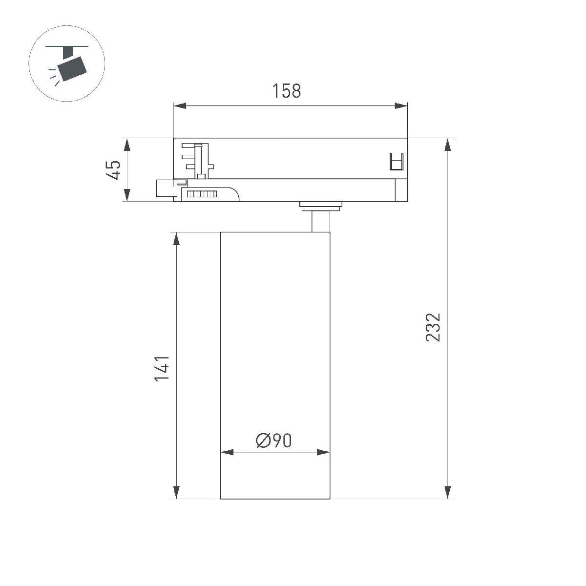 Трековый трехфазный светильник Arlight LGD-GERA-4TR-R90-30W Day4000 (WH, 55 deg, 230V) 055133 Трековый трехфазный светильник Arlight LGD-GERA-4TR-R90-30W Day4000 (WH, 55 deg, 230V) 055133