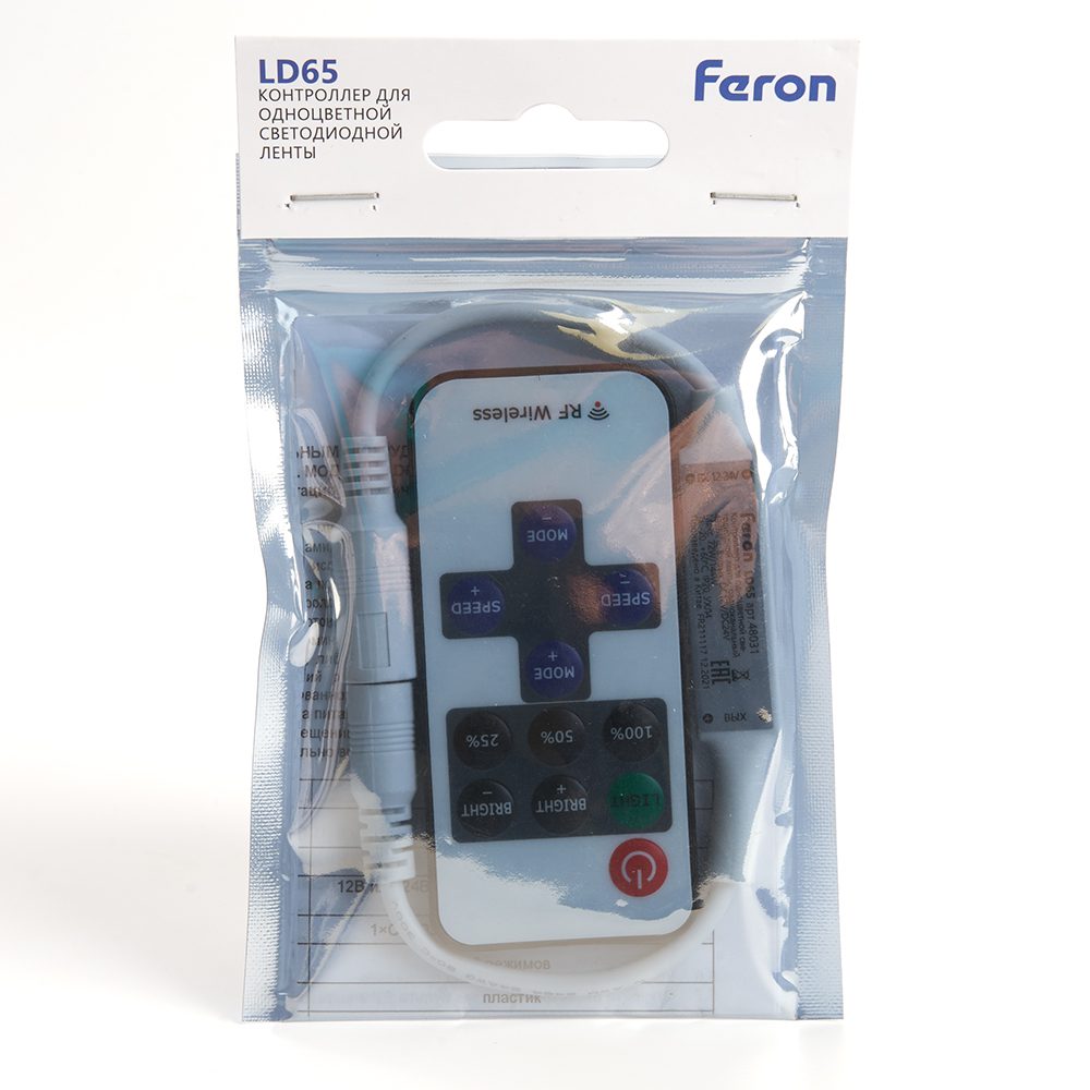 Контроллер мини для светодиодной ленты Feron LD65 48031 Контроллер мини для светодиодной ленты Feron LD65 48031