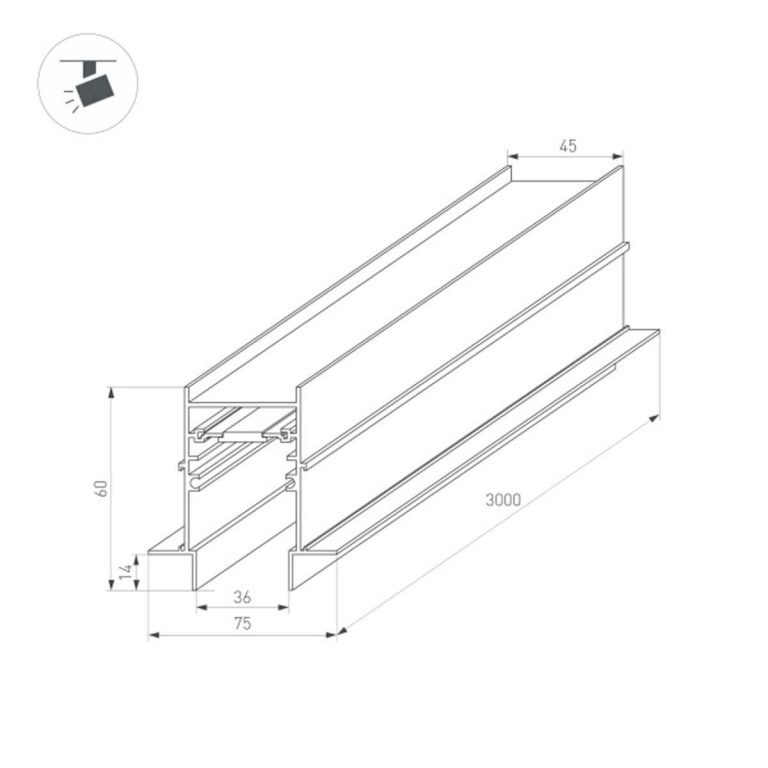 Шинопровод встраиваемый Arlight Mag-Track-4560-FDW-3000 034680