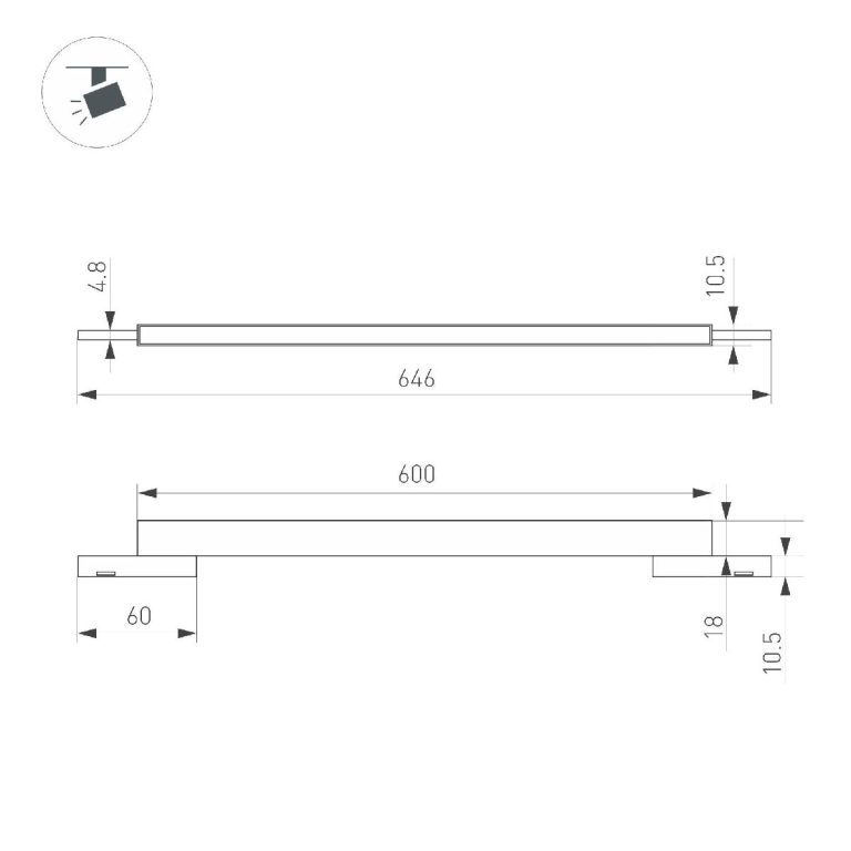 Трековый магнитный светильник Arlight MAG-MICROCOSM-FLAT-L600-16W Warm3000 (BK, 100 deg, 24V) 043273