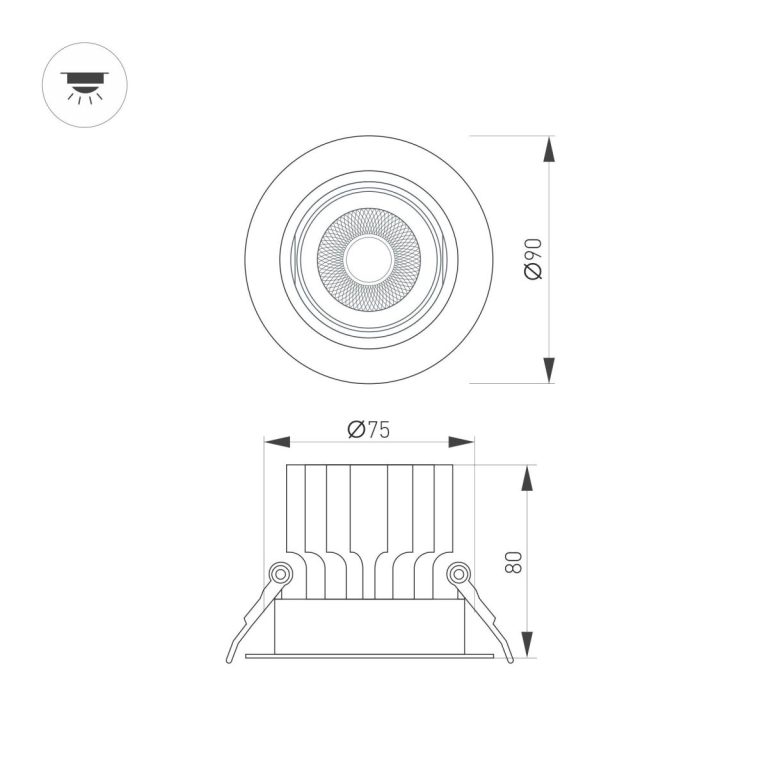 Встраиваемый светильник Arlight MS-VORTEX-BUILT-R90-12W Warm3000 (BK-BK, 40 deg, 230V) 043481