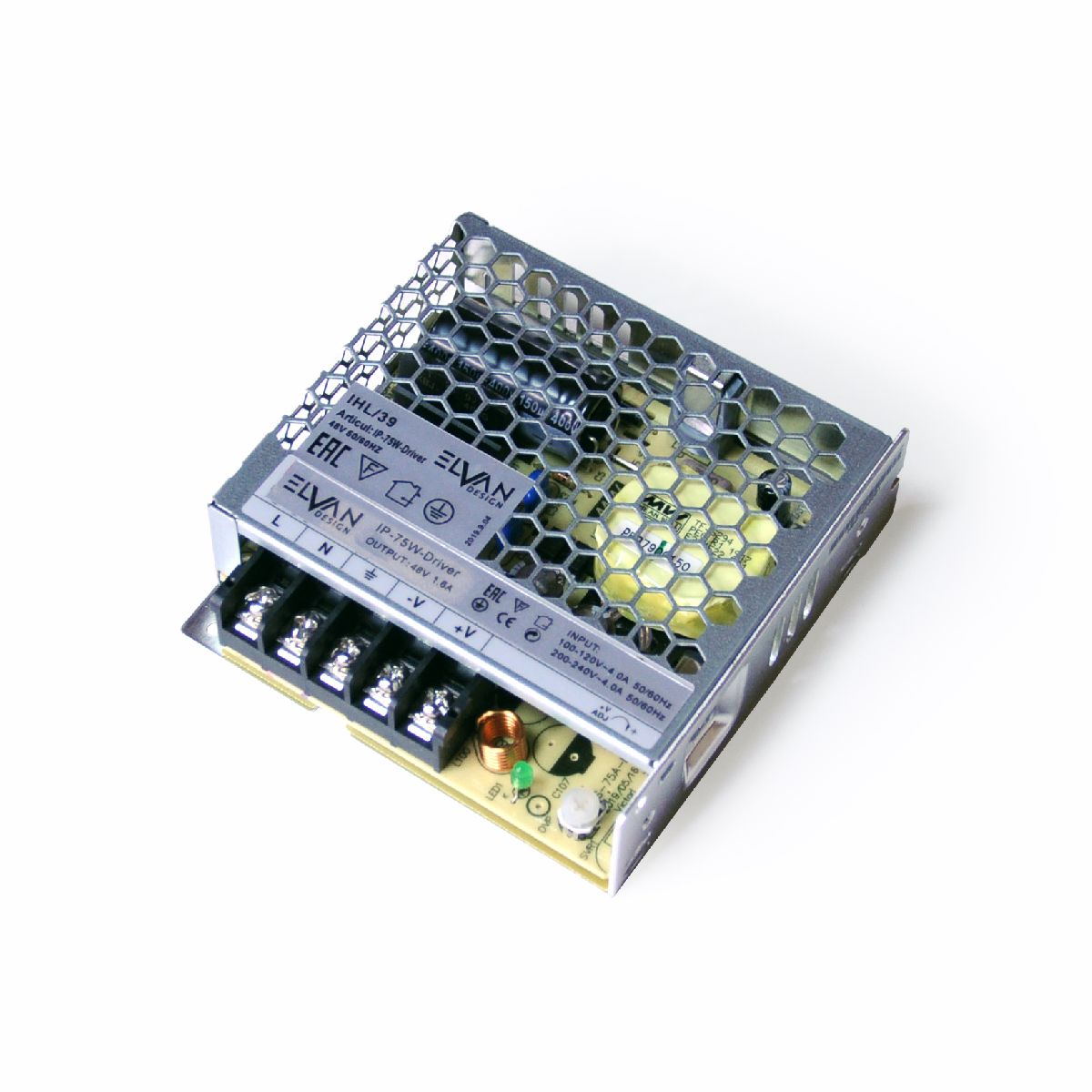 Блок питания Elvan 75Вт DC48В 1.6А IP-75W-Driver Блок питания Elvan 75Вт DC48В 1.6А IP-75W-Driver