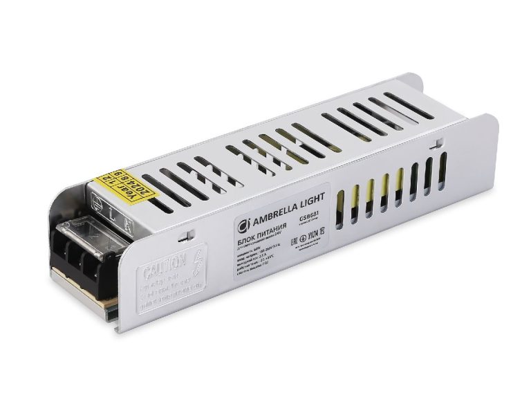 Блок питания с EMC для светодиодной ленты Ambrella Light Illumination 60Вт DC24В 2,5A IP20 GS8681