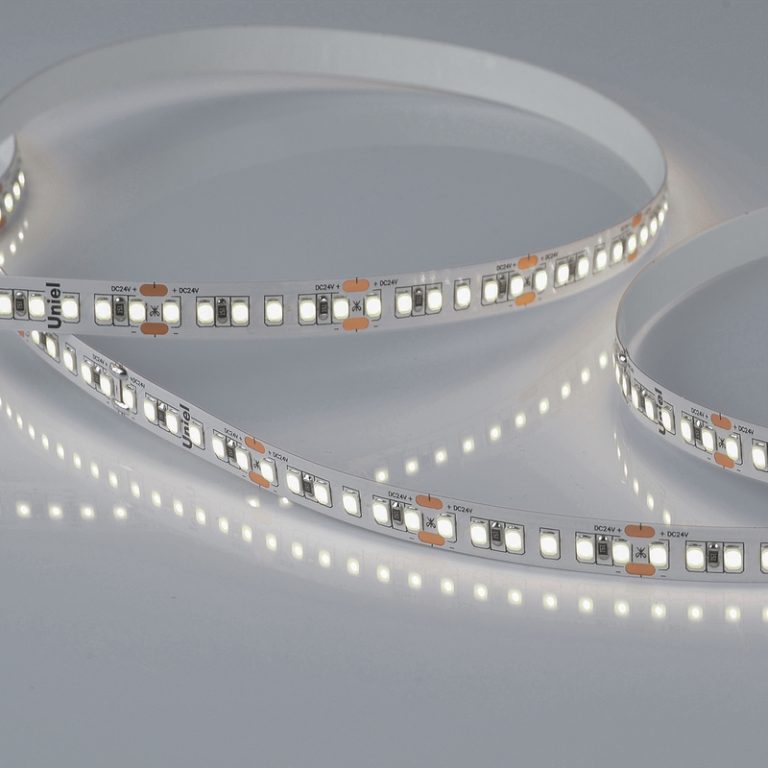 Светодиодная лента Uniel ULS-2835-168LED/m-10mm-IP20-DC24V-14W/m-5M-4000K катушка в герметичной упаковке