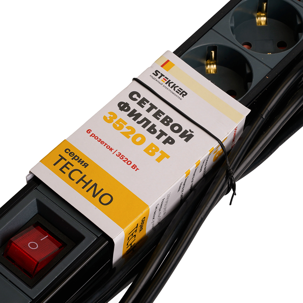 Сетевой фильтр 6-местный с/з Stekker Techno HM22-61-05 50161 Сетевой фильтр 6-местный с/з Stekker Techno HM22-61-05 50161