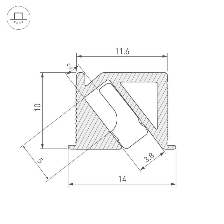 Алюминиевый профиль Arlight SL-BEVEL-H10-F14-2000 ANOD BLACK 044084